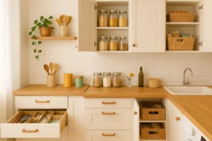 نظم دهی به آشپزخانه با بودجه کم: ۱۷ ایده خلاقانه برای کابینت‌ها و کشوهای مرتب که عاشقشان می‌شوید!